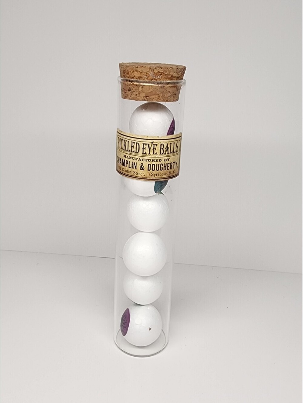 Happy Halloween Eyeball Test Tube - 6 Fake Eyeballs - Spooky Halloween Decoratio